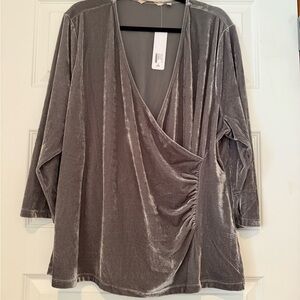 Soft Surroundings Velvet Asymmetrical Top in Gray